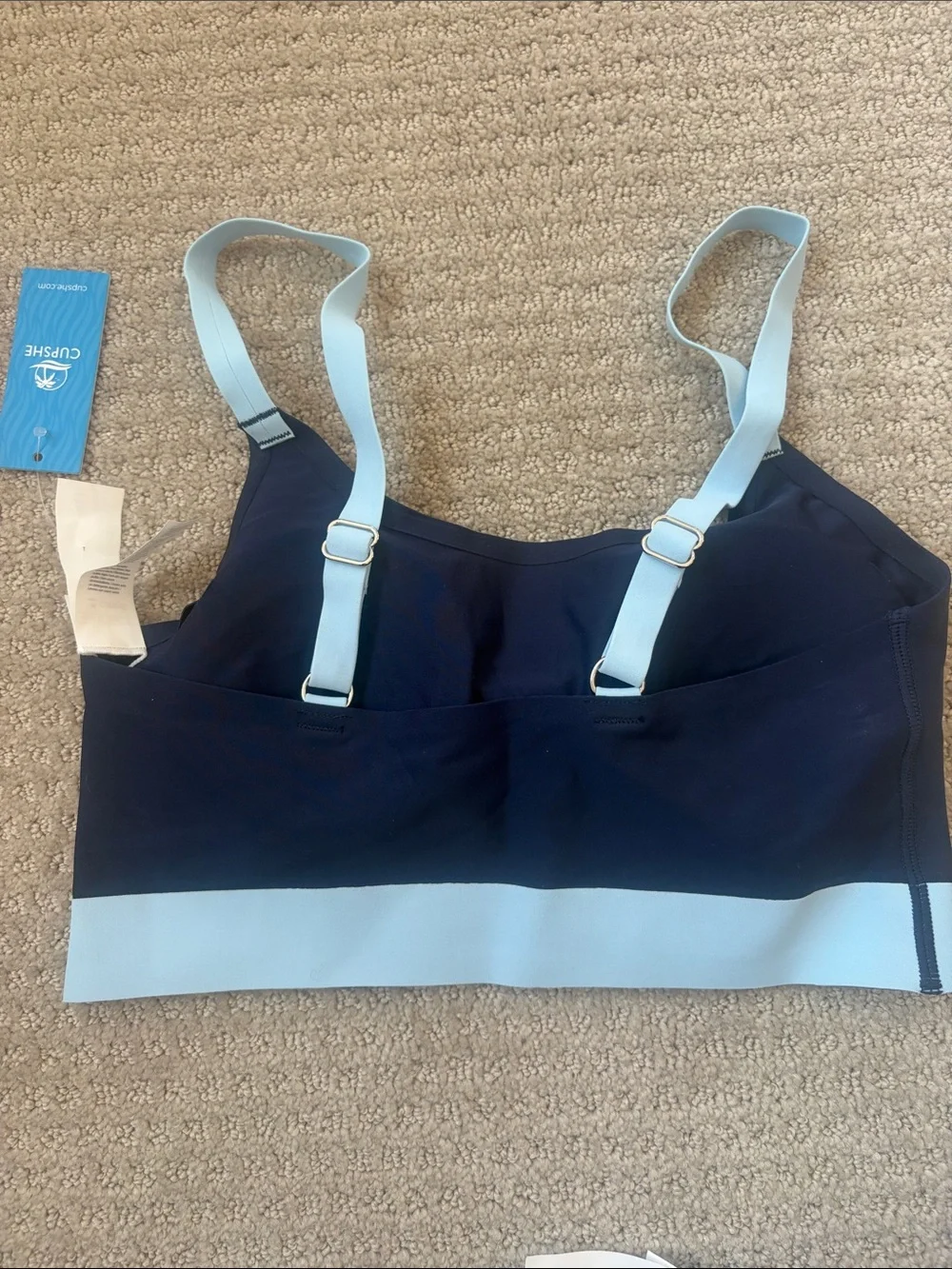 NWT Cupshe Navy and Light Blue High-Waist Sporty Bikini Set - Picture 5 of 9